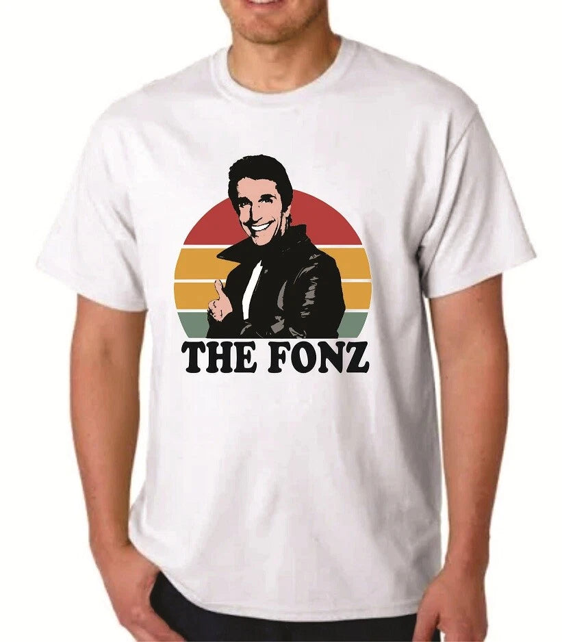 THE FONZ - HAPPY DAYS T-SHIRT FONZIE RETRO DESIGN TV SHOW