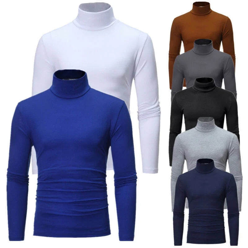 US Men Blouse Knitted Tops Henley Top Turtleneck Shirts Outdoor Pullover Fitness