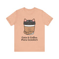 Cats and Coffee Pure Comfort tshirt, Unisex Jersey Short Sleeve Tee