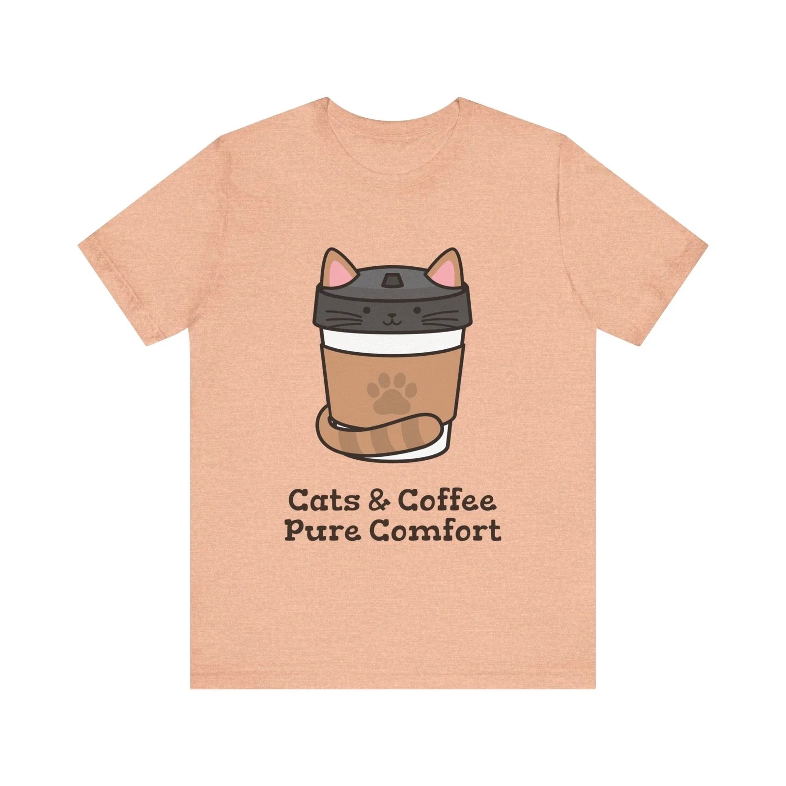Cats and Coffee Pure Comfort tshirt, Unisex Jersey Short Sleeve Tee