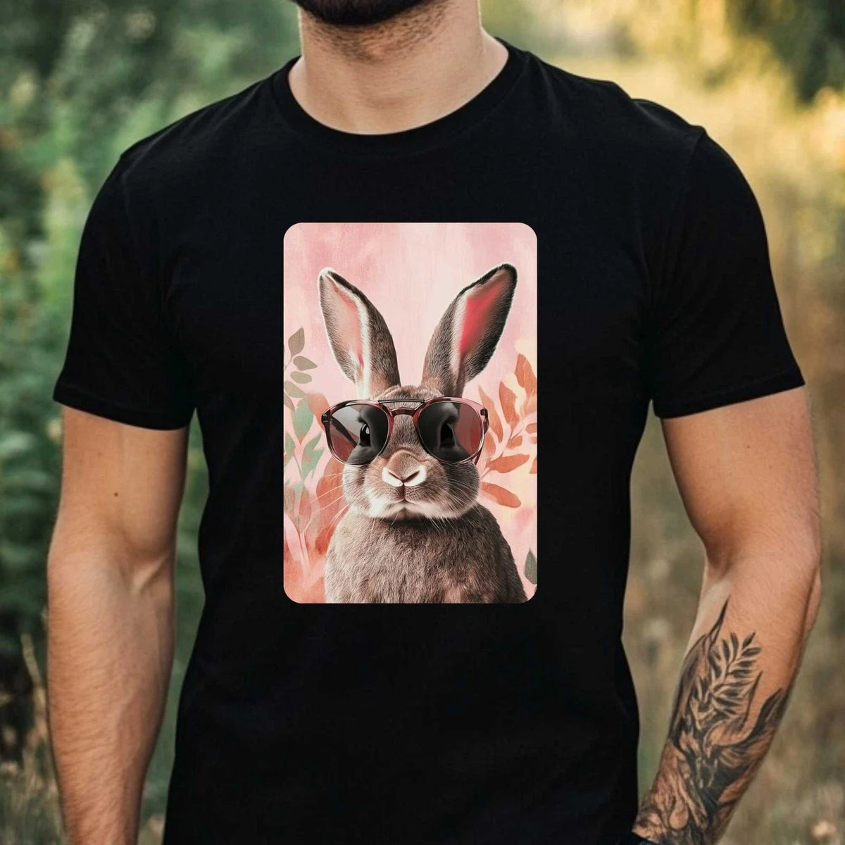Mens Rabbit Sunglasses Cotton T-Shirt Size XS to 5XL