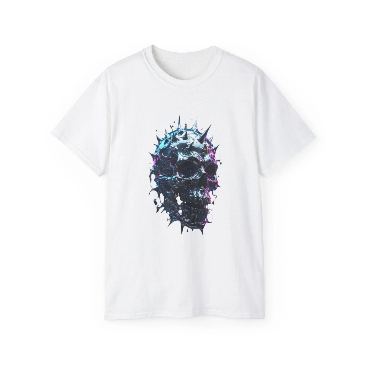 Spiky Neon Skull Tee | Grunge Goth Skull Shirt