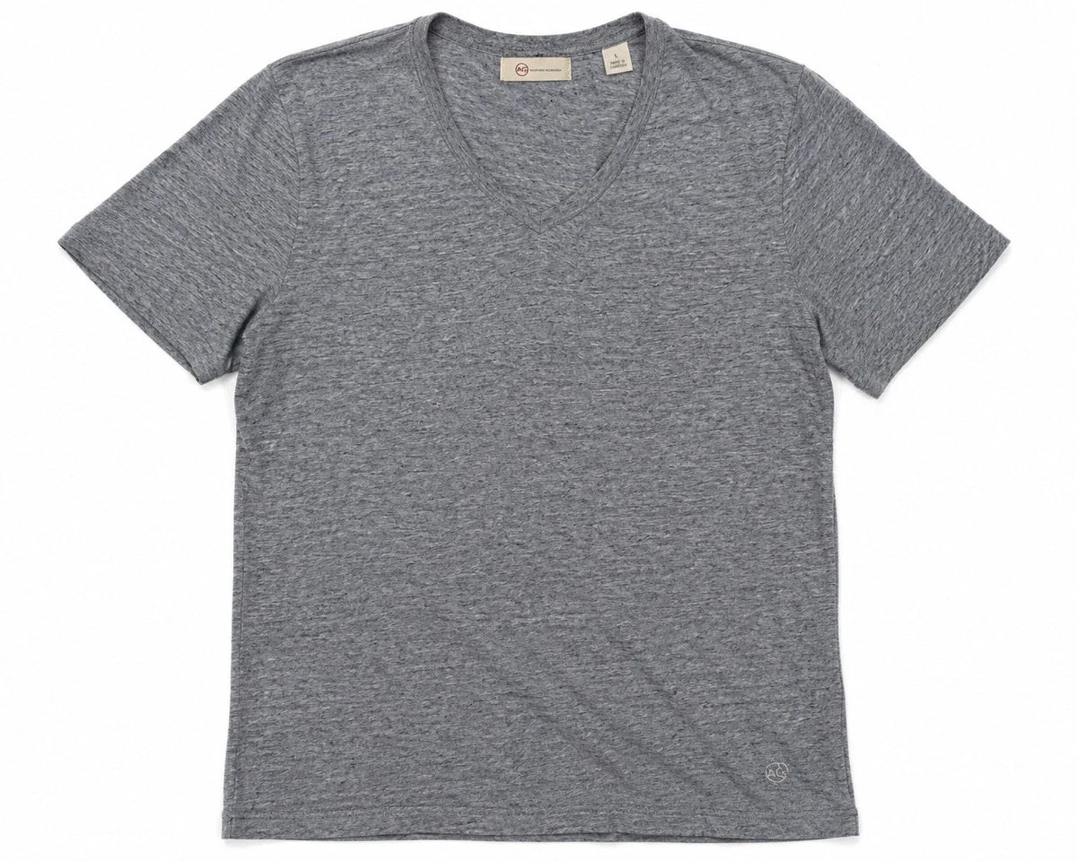 AG Adriano Goldschmied Gray Slub V Neck T Shirt Mens Large Short Sleeve