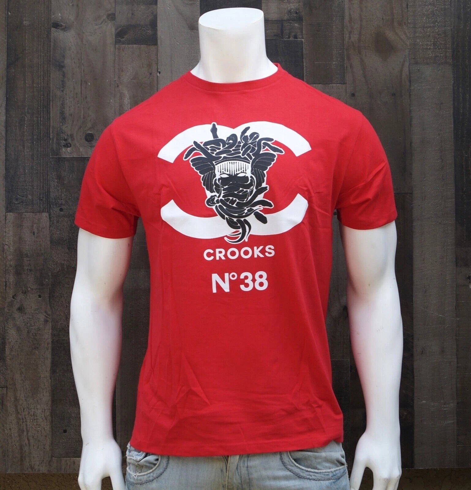 New Crooks Castles Streetwear Medusa C2050713 Red n38 Mens S/S T Shirt RCRCA-20