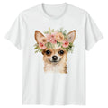 Watercolor Chihuahua With Floral Womens T-Shirt Chihuahua Dog Mothers Day