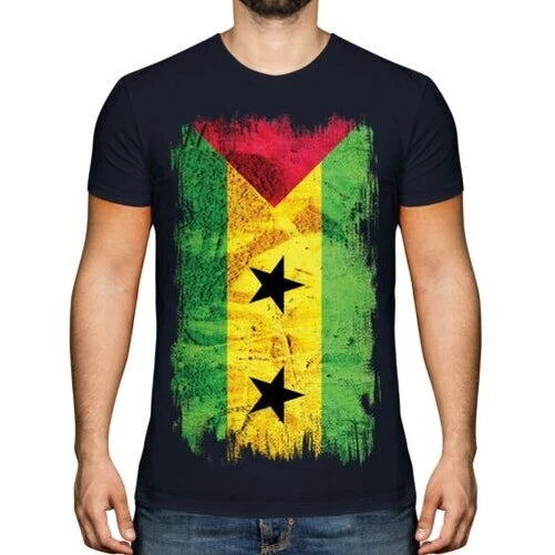 Sao Tome And Prince Men's Grunge Flag T-Shirt Sao Tome And Principe Toméan