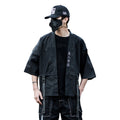 Niepce Japanese Streetwear Kimono Cardigan Loose Black Samurai T-Shirt Men