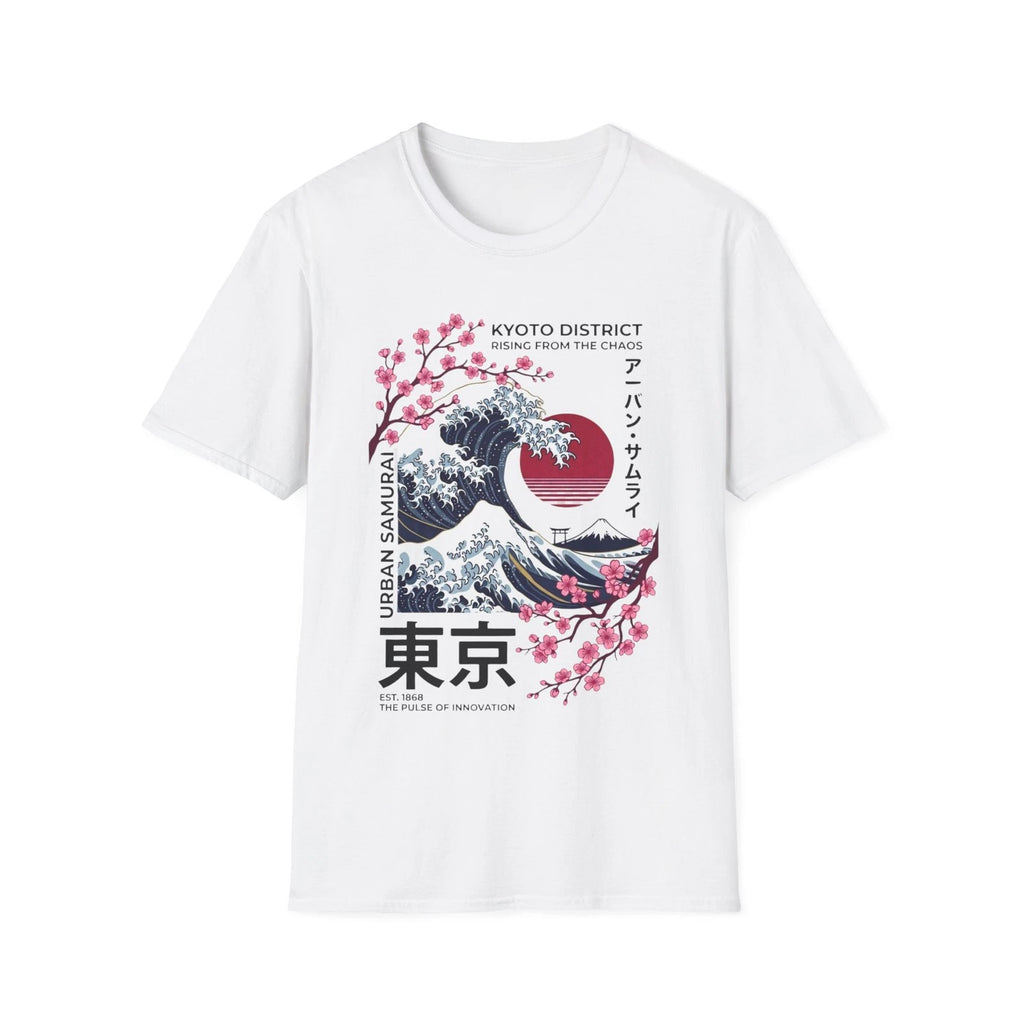 Urban Samurai T-Shirt Japanese Streetwear Great Wave Graphic Tee Kyoto Gift