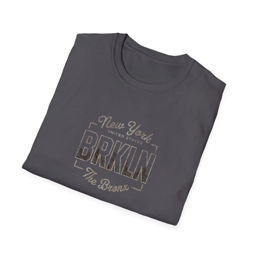 BROOKLIN NEW YORK NYC Minimalist Transparent Graphic Tee -Textured Urban Almond