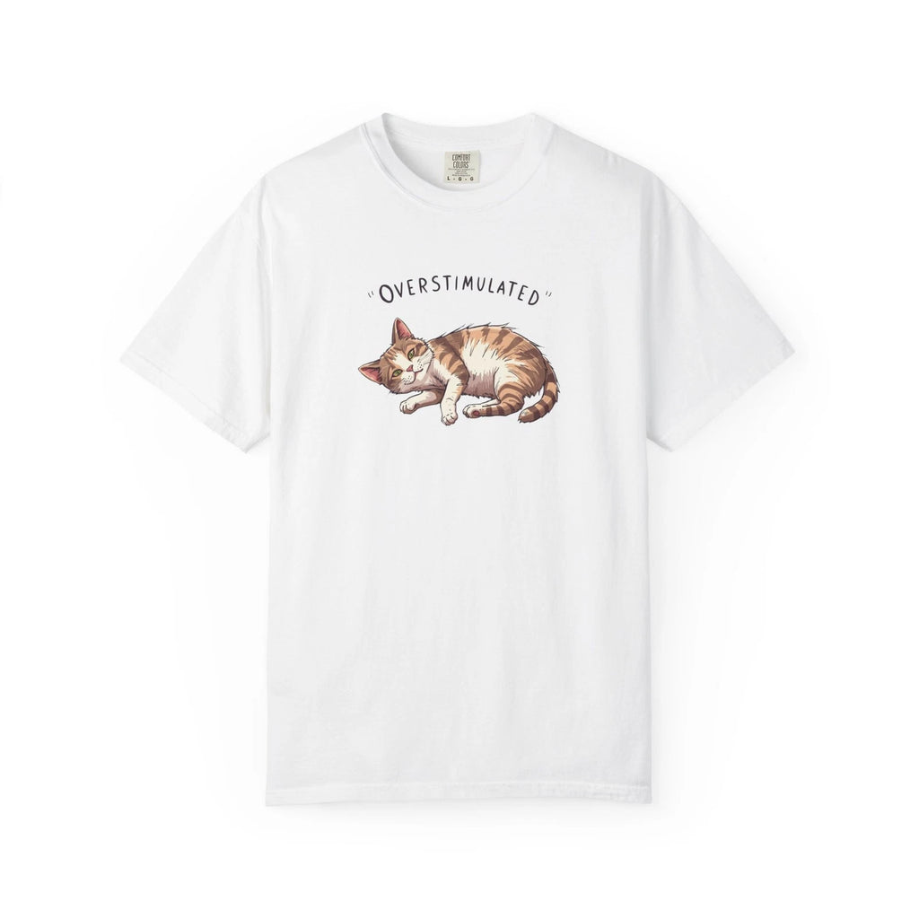Overstimulated Sleeping Cat T-shirt | Cute Cat Illustration, Cotton, Funny Tee