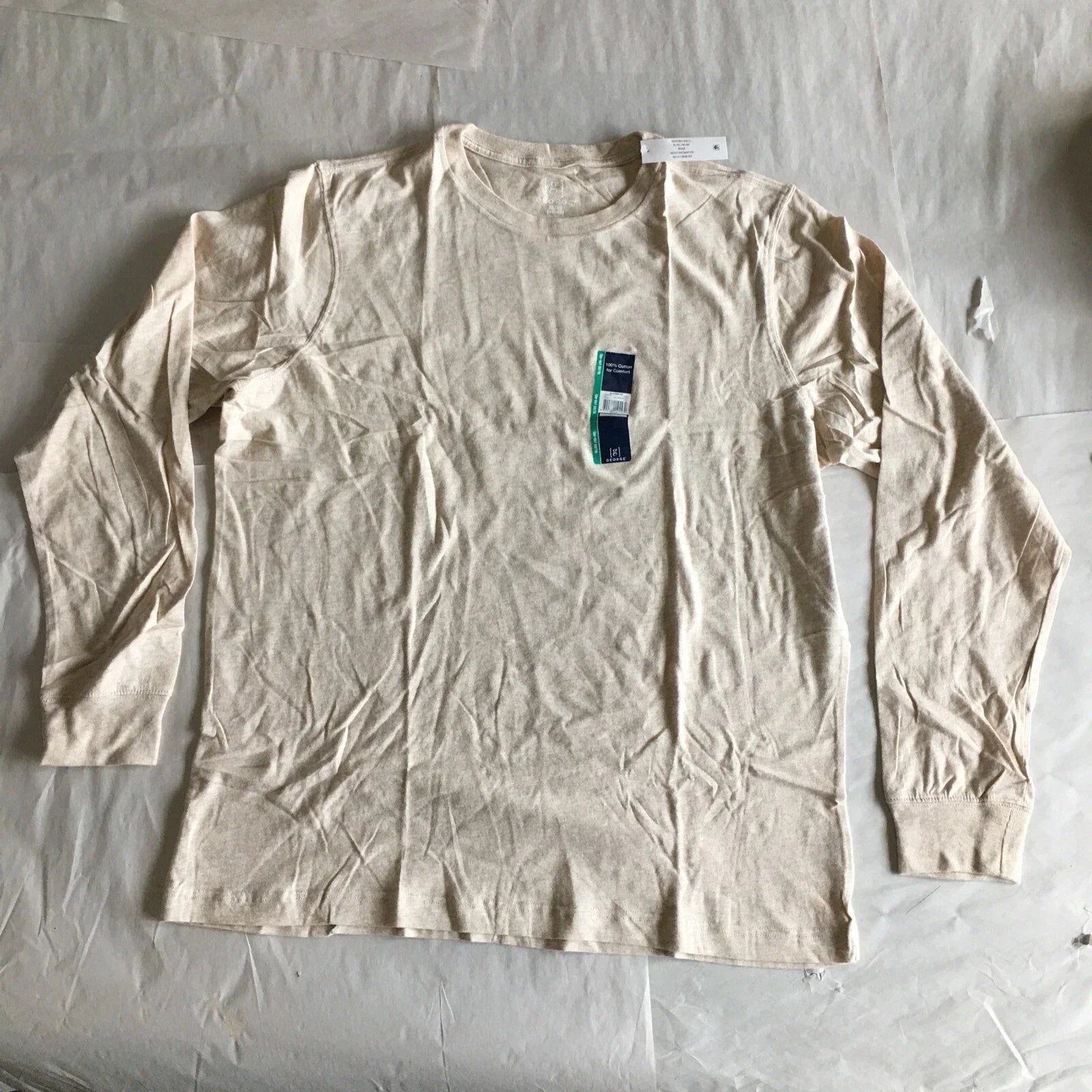 NWT George Crew Neck Long Sleeve T Beige XL
