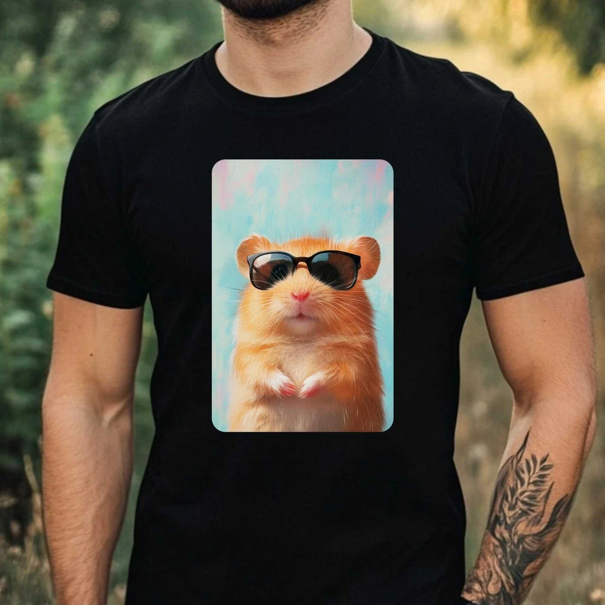 Mens Hamster Sunglasses Cotton T-Shirt Size XS to 5XL