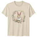 Cute Watercolor Rabbit In Floral Wreath Women T-Shirt Easter Spring Gift For Her