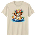 Cute Puppy Summer Pool Party Womens T-Shirt Shih Tzu Dogs Summer Gift For Her