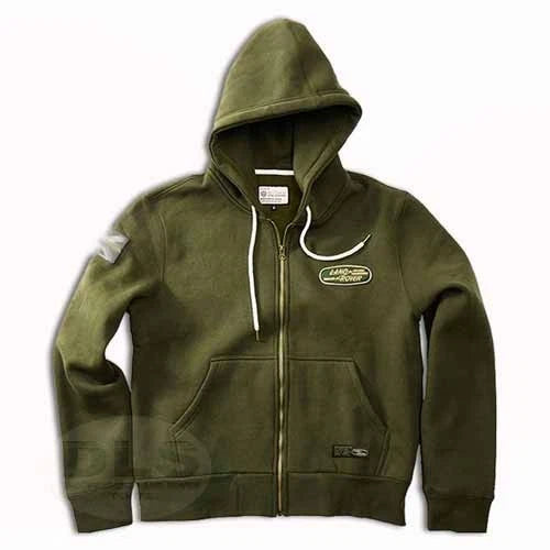Full Zip Fleece Hoodie ft.Land Rover Logo Bronze Green by RED CANOE