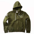 Full Zip Fleece Hoodie ft.Land Rover Logo Bronze Green by RED CANOE