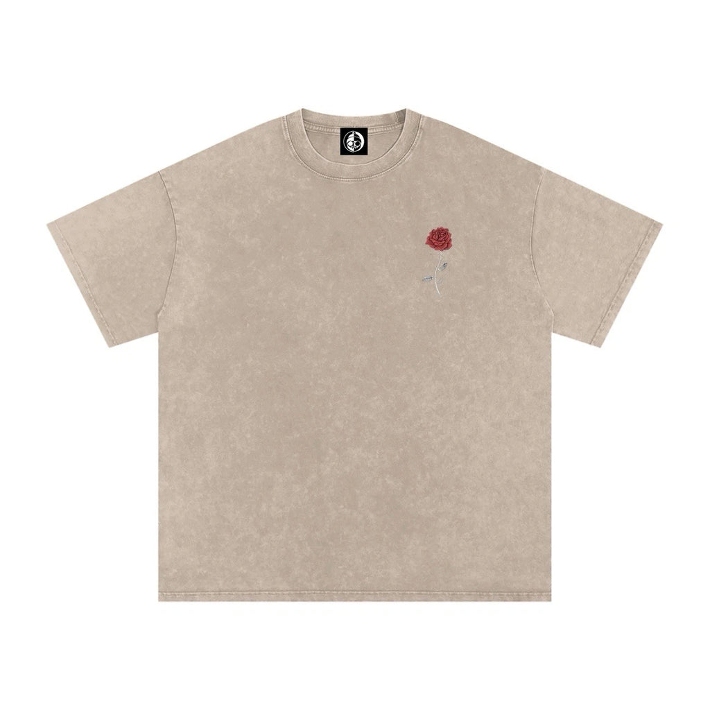 Oversized Khaki Vintage Wash T Shirt | Minimal Streetwear Unisex Heavyweight Tee