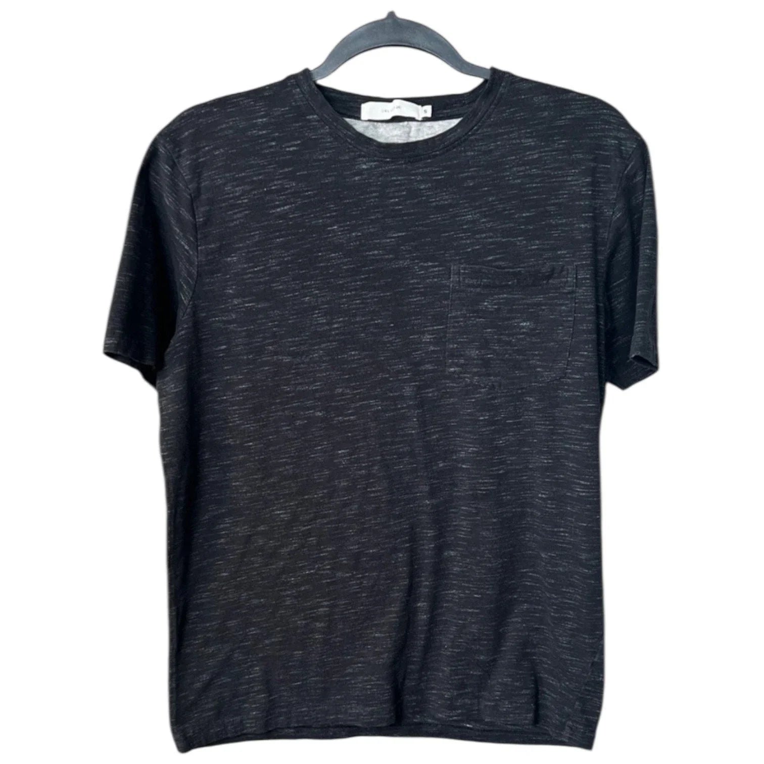 Black Space Dye Pocket Tee Minimalist Stretch T Shirt Size S