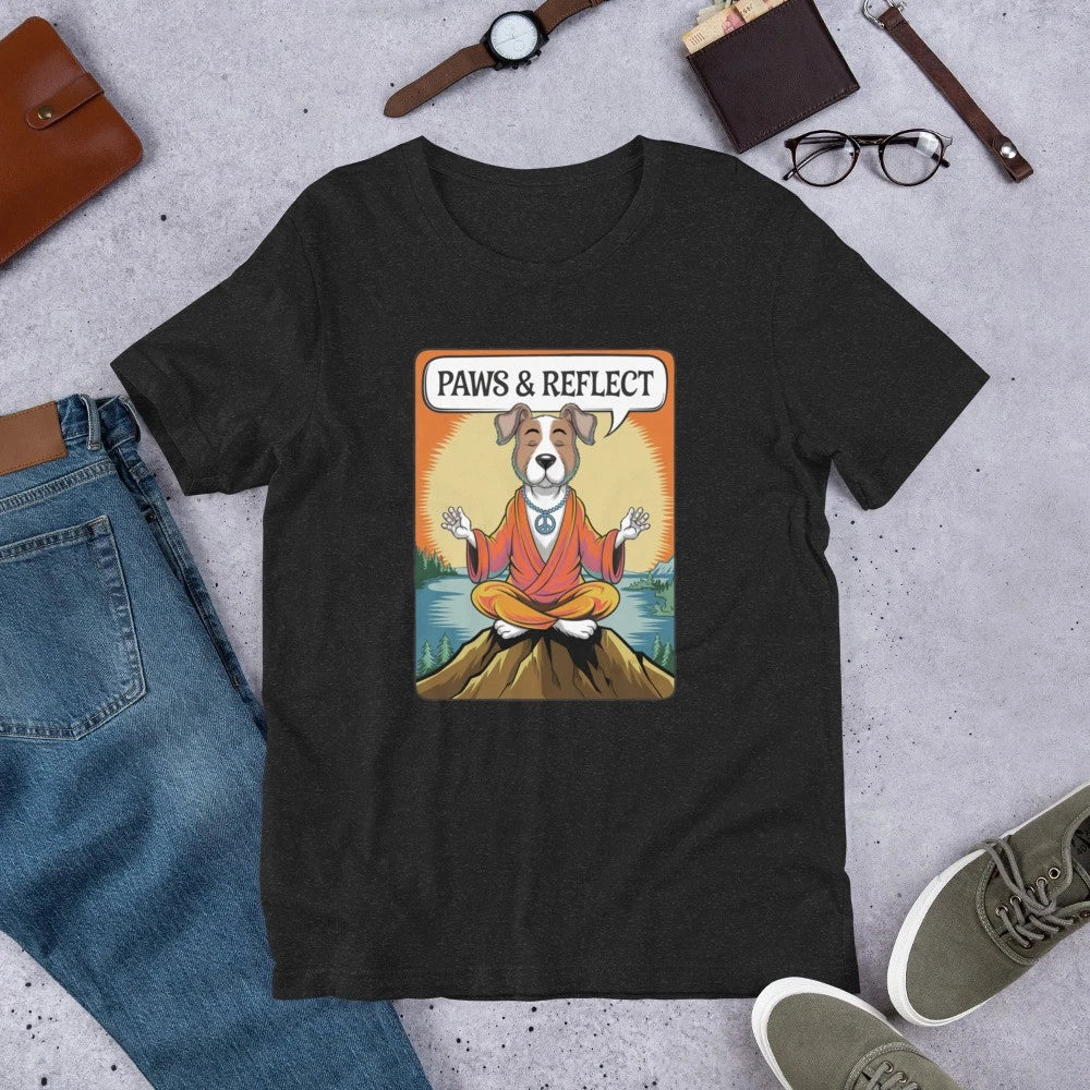 Paws and Relfect Unisex t-shirt Fun dog hippie meditation