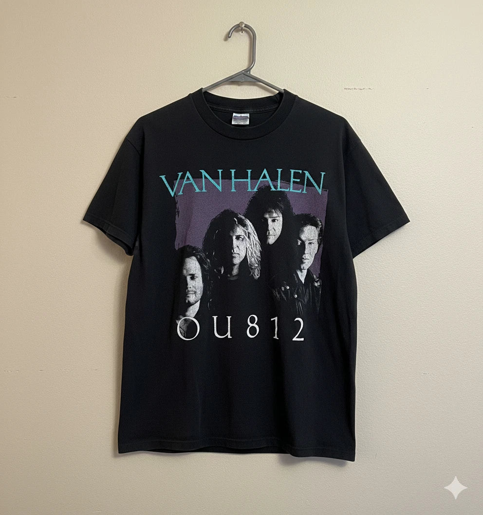 Van Halen OU812 Album Graphic T Shirt Vintage Rock Band Black Tee - T611