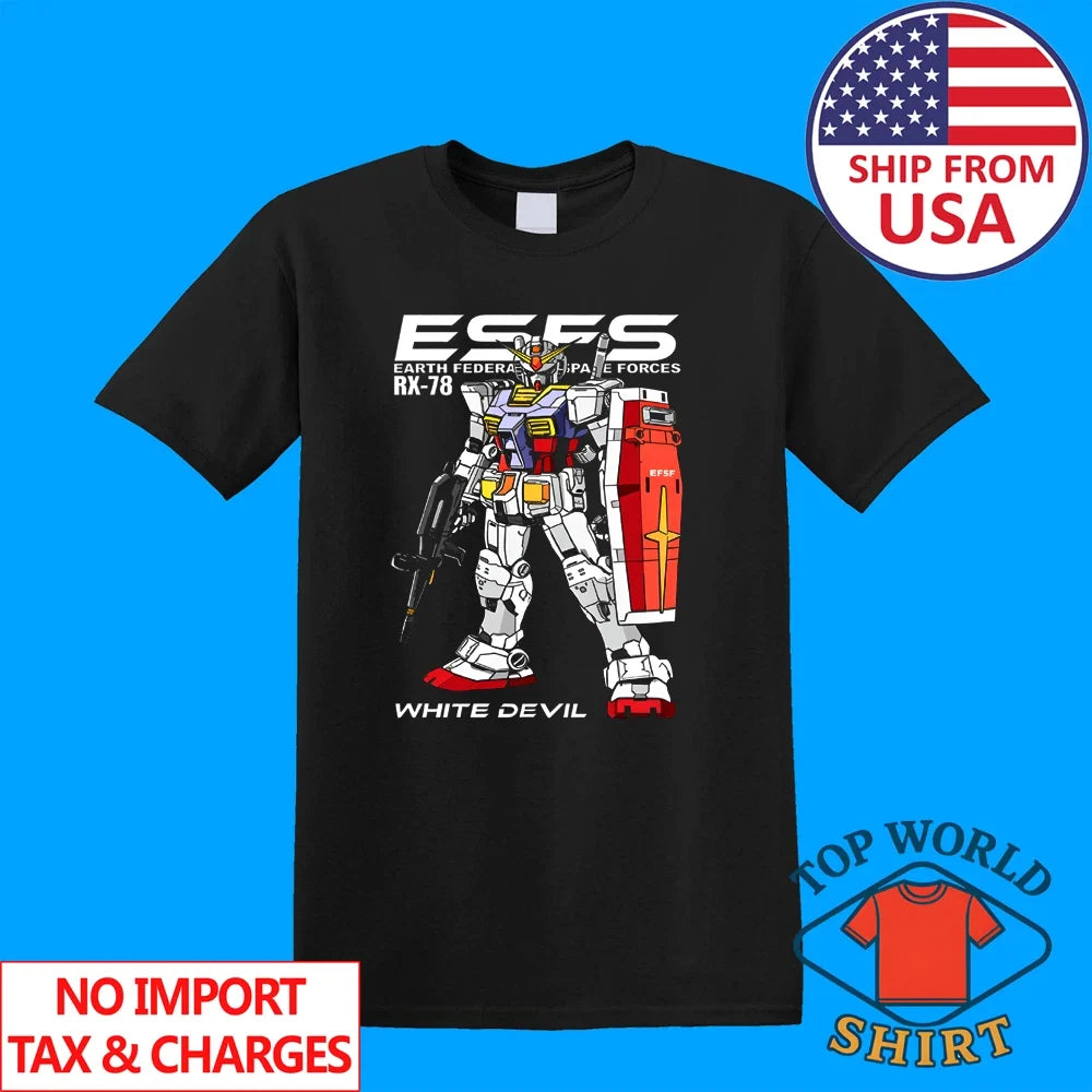 Gundam White Devil Men's Black Size S to 5XL