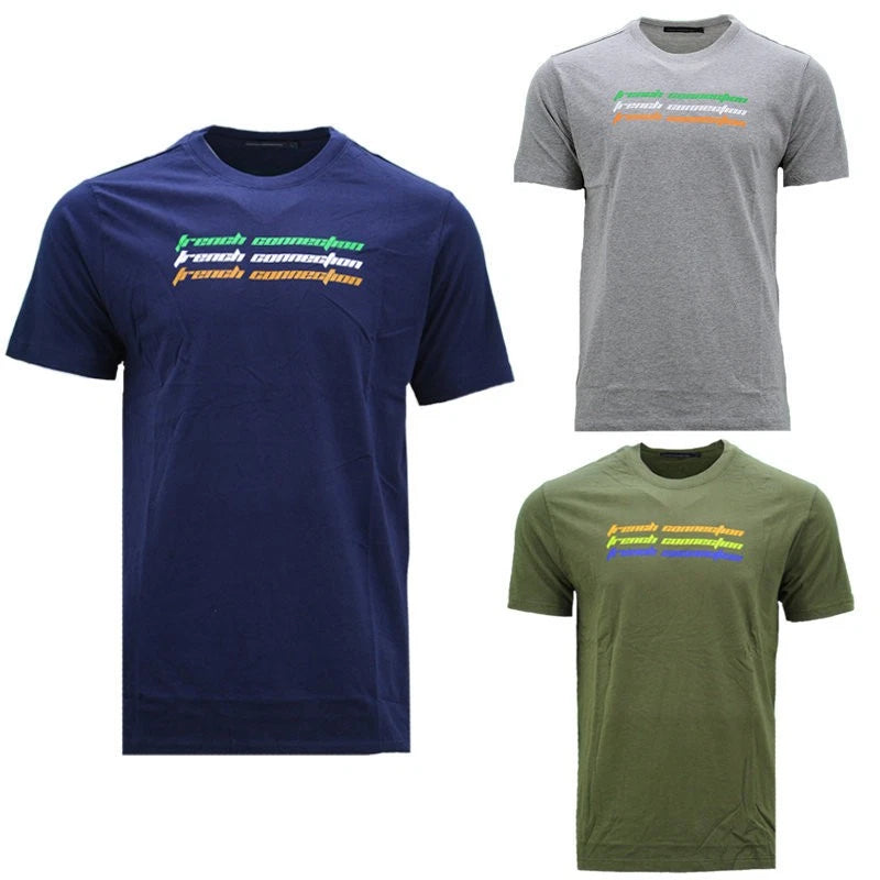 Mens T Shirts FCUK Printed Cotton Round Neck Casual Summer French Connection Tee