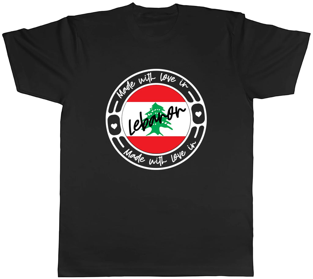 Made With Love In Lebanon Country Mens Unisex T-Shirt Tee Gift