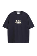 AMI PARIS Tee Men's Navy blue & Beige Short Sleeved T-Shirt  S-M-L-XL