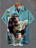 Mens Button Down Shirts Animals on the Toilet Hawaiian Funny Top Novelty Ugly