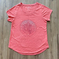 Lucky Brand Lotus Mandala Graphic Shirt Women's S Pink Short Sleeve Flawed