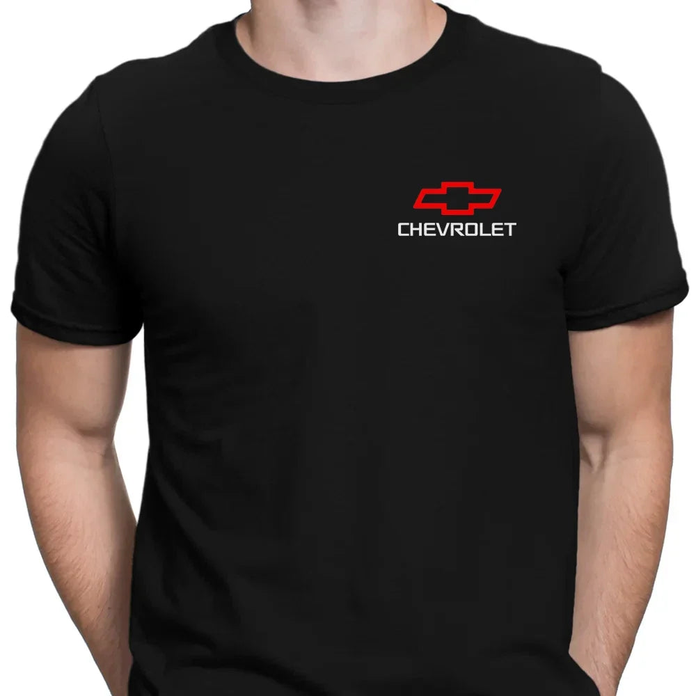 Chevrolet Logo T-Shirt Black Cotton Tee Car Enthusiast Racing Streetwear Gift