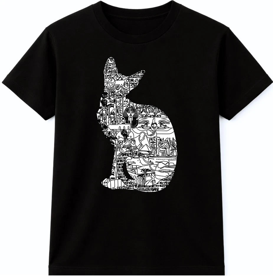 Egyptian Cat T-Shirt Pharaoh Graphic Tee Ancient Egypt Bastet Mythology Gift