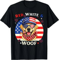 Red White and Woof Labrador T-Shirt, Patriotic USA Flag Dog Lover Top Tee Gift