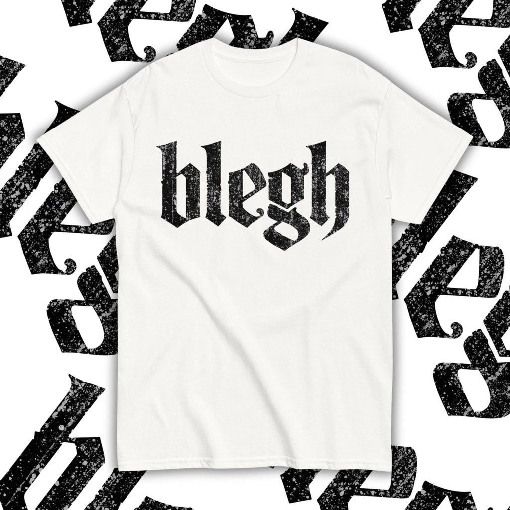 Blegh Modern Metalcore T-Shirt in White, For All Metalheads and Concert Moshpits