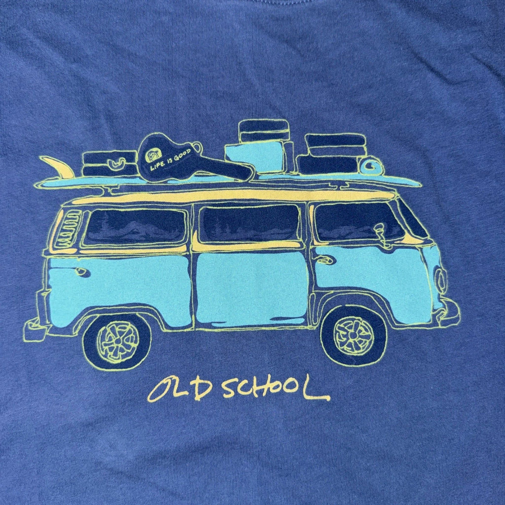 Life is Good Smooth Tee XXL Blue Old School Camper Van Graphic T-Shirt