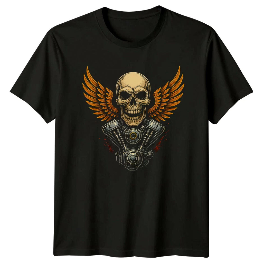 Skull Wings Engine Mens T-Shirt Biker Art Motorcycles Birthday Gift For Him