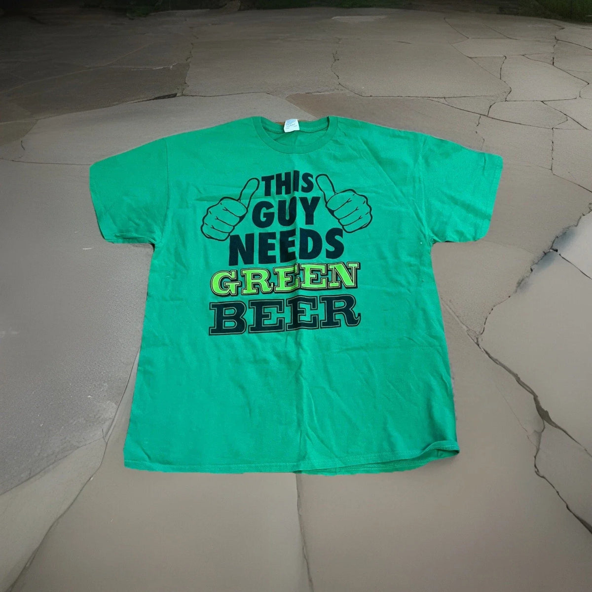 Saint Patricks Day Mens Green T-shirt XL This Guy Needs Green Beer Novelty