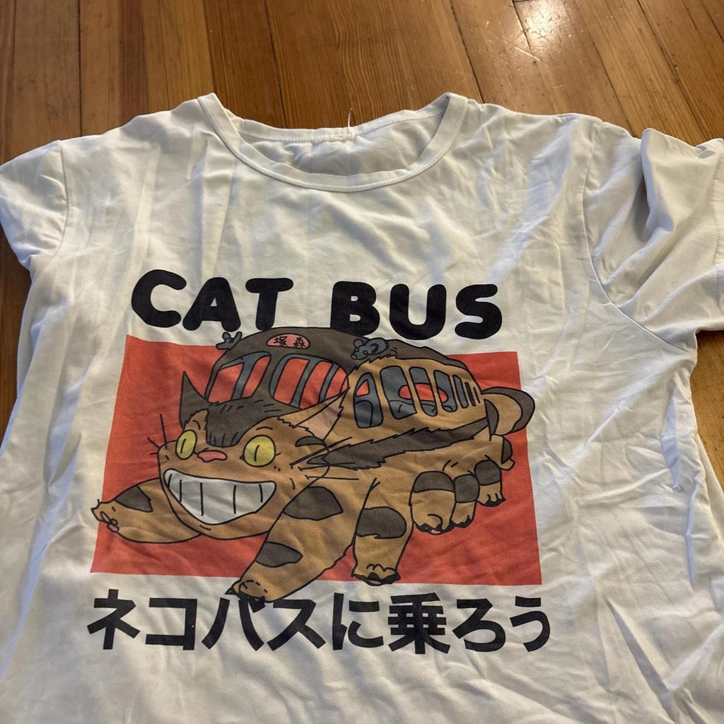 Studio Ghibli My Neighbor Totoro Cat Bus unisex white t-shirt