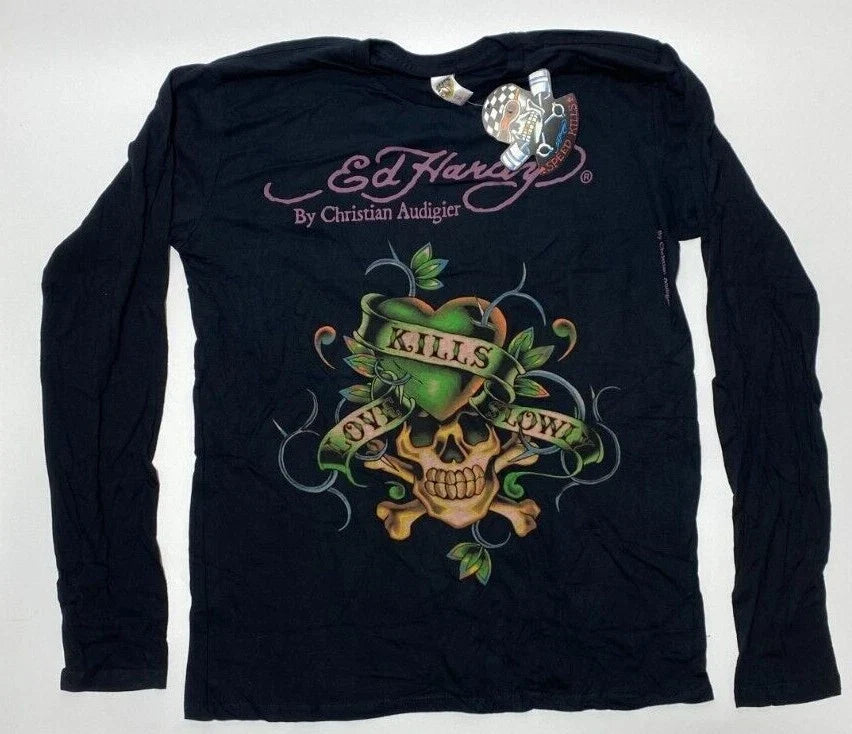 Authentic New/Vintage Men's Ed Hardy T-shirt Love Kills Black XL