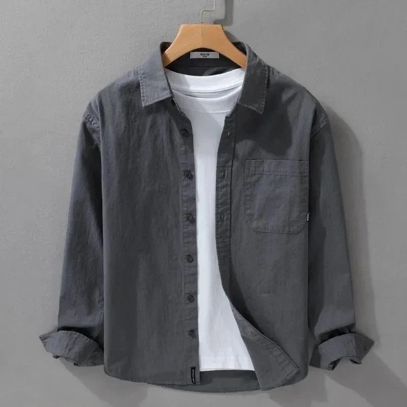 Mens Trendy Minimalist Japanese-style Loose-fit Shirt