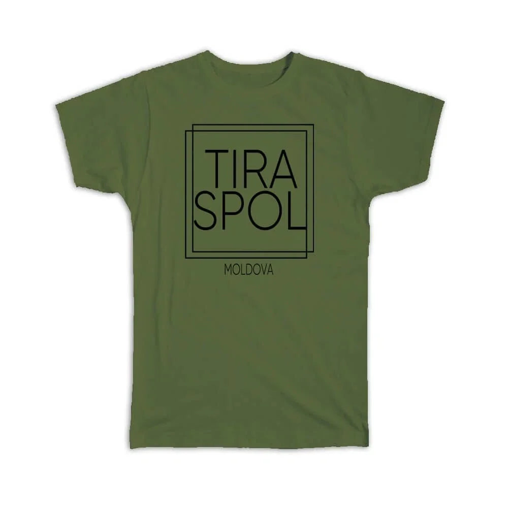 Gift T-Shirt : TIRASPOL Moldova Square Modern Minimalist Font