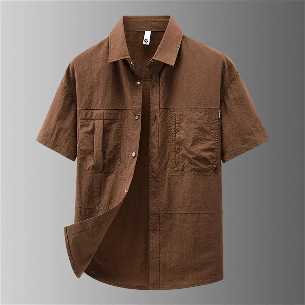 Men's Short Sleeve Button Down Shirt Casual Vacation Shirts Summer Top