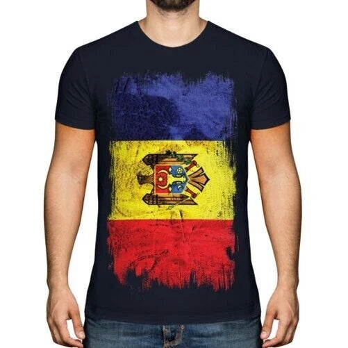 Moldawien Grunge Flagge Herren T-Shirt Moldovan Hemd Fußball Trikot Geschenk