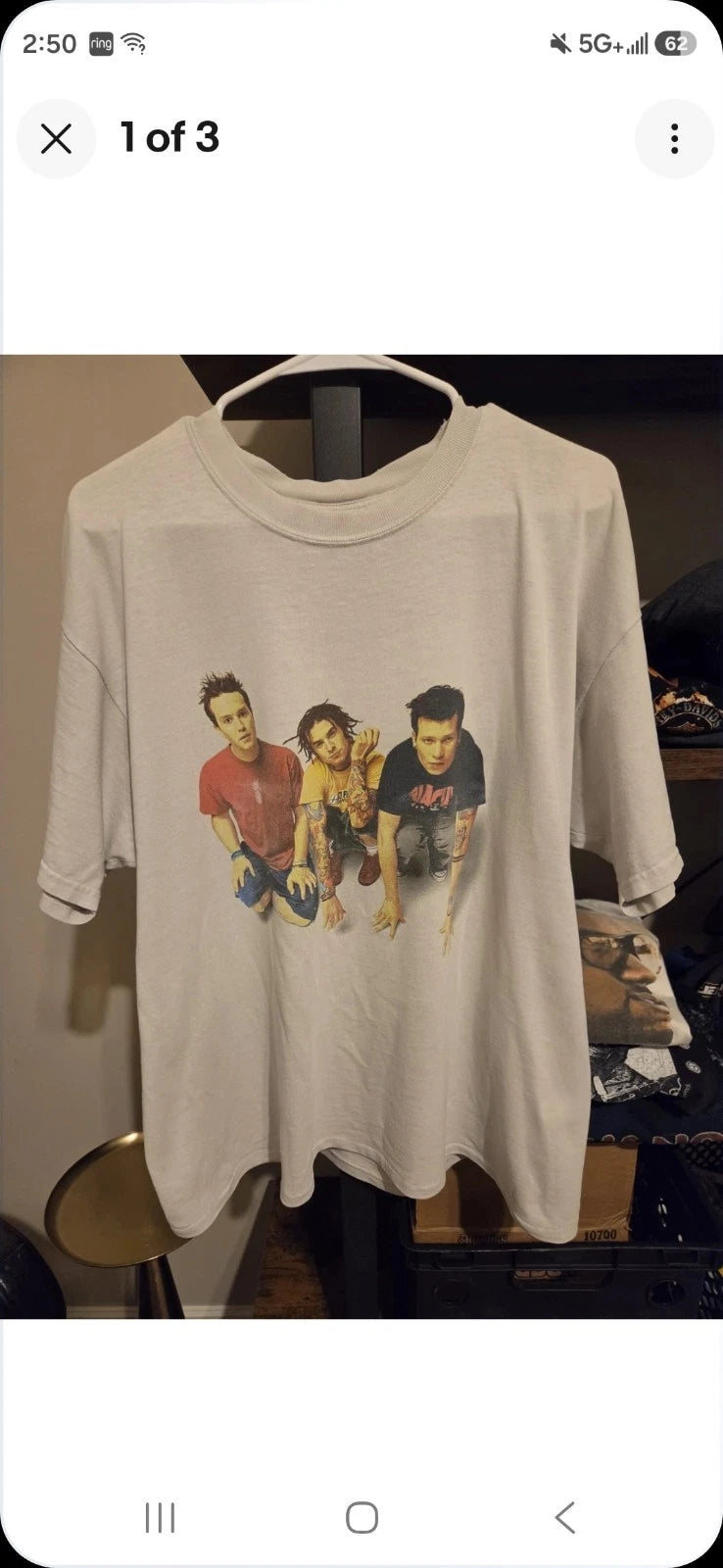 Vintage blink-182 Mark, Tom And Travis Show Sitting Photo Tee Brand New Stains