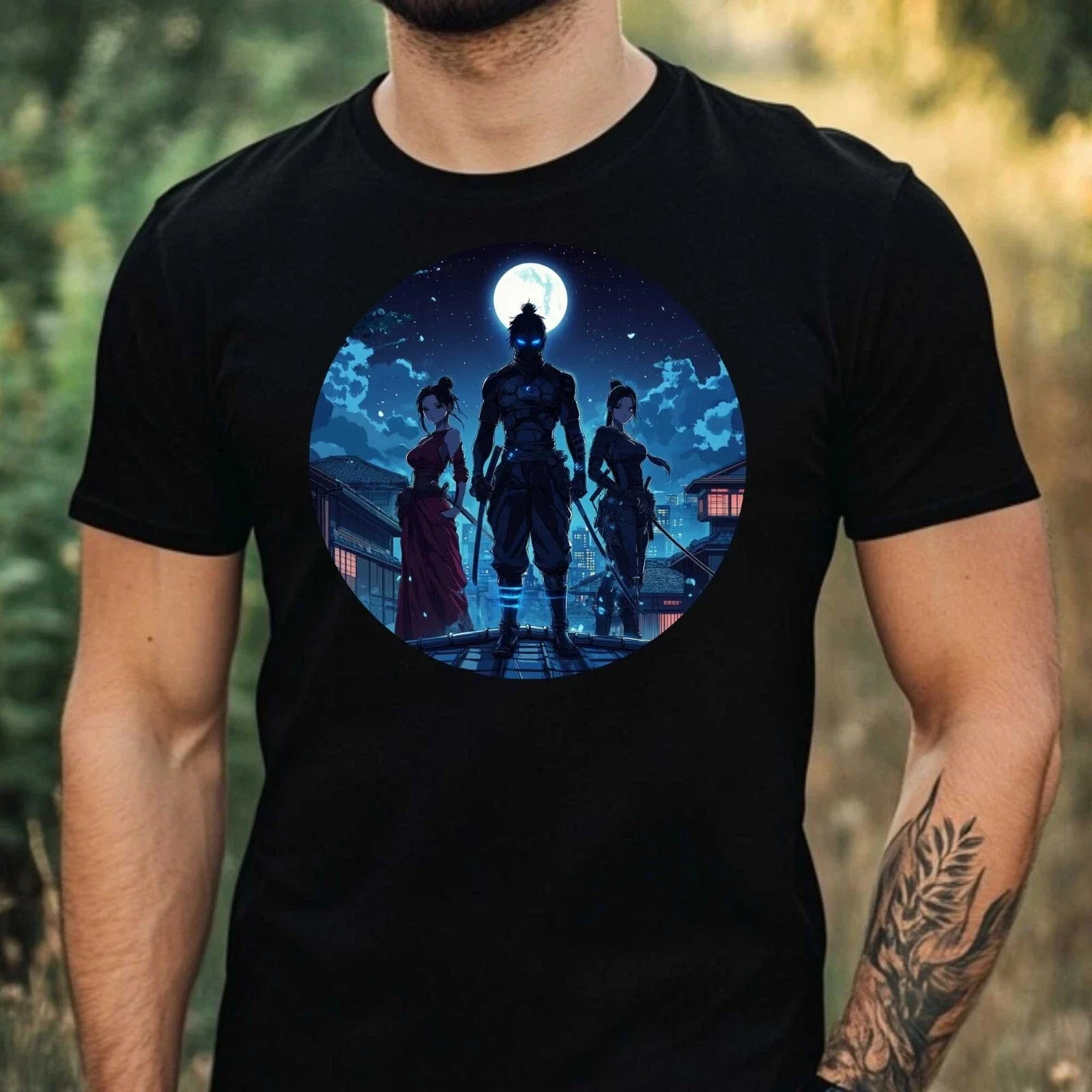 Mens Anime Ninja Theme Cotton T-Shirt Size XS to 5XL
