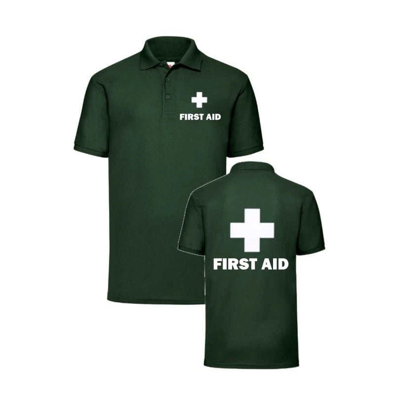 FIRST AID POLO SHIRT  MEDICAL WORKWEAR FIRST AID HEALTH CARE HOSPITAL TOP UNISEX