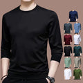 Slip On Long Sleeve T Shirt for Men Slim Fit Polyester Casual Pullover Top