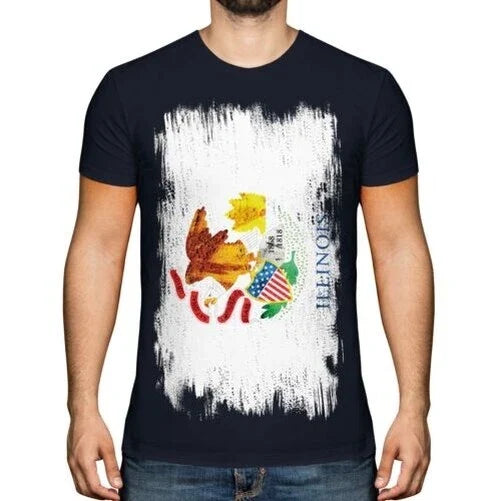 Illinois State Grunge Flag Mens T-Shirt Illinoisan Shirt Jersey Gift