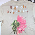 Floral Graphic Tee Mens Large Beige Flower Streetwear Aesthetic Shirt