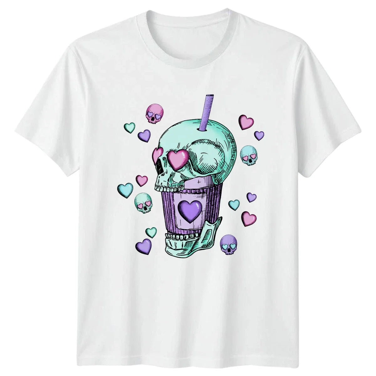 Pastel Goth Valentines Skull Drink T-Shirt Kawaii Goth Alternative Fashion